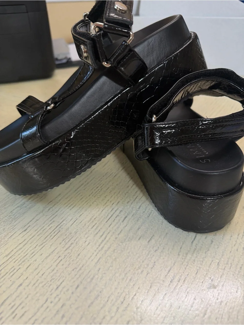 Women's Black Platform Sandal with Ankle Strap